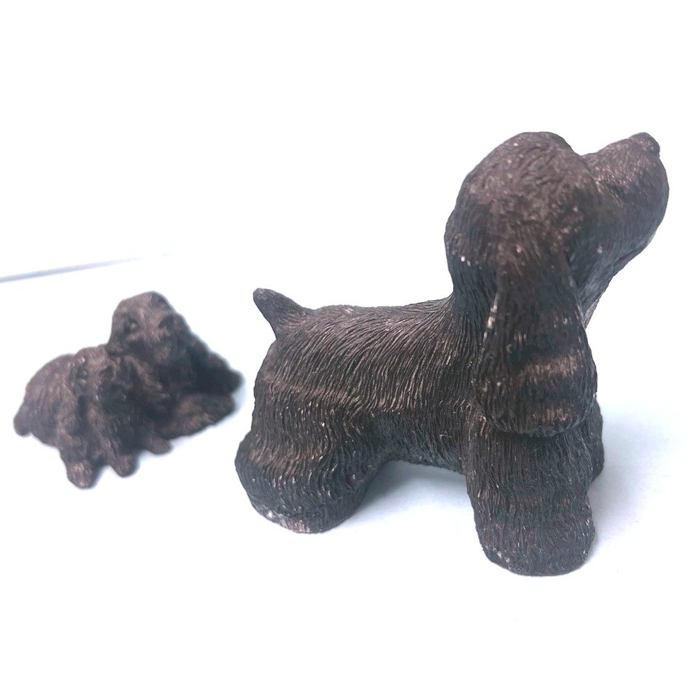 Lot Of 2 Stone Critters Black Cocker Spaniel Dog Breed Figurines Puppies